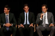 Novak Djokovic; Rafael Nadal and Roger Federer